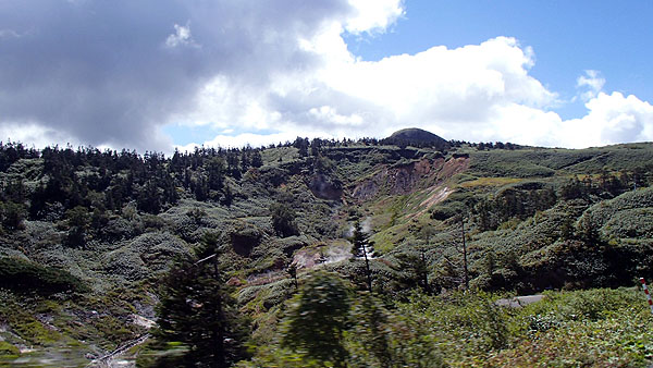 温泉の湯気が出ている場所